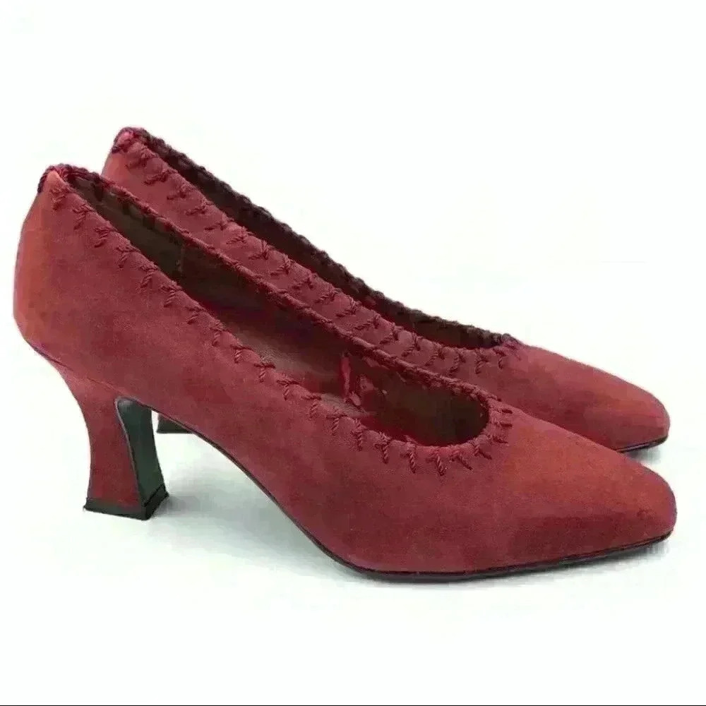 Amanda Smith heels Marilyn sz 7 burgundy kid suede